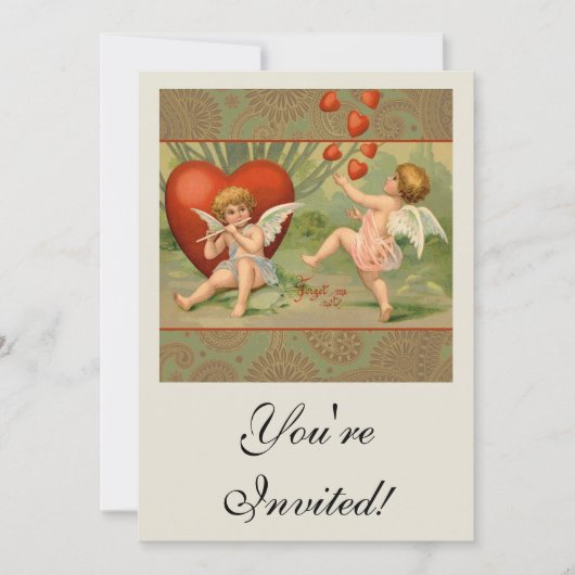 Valentijn Cupids Love Antiek Vintage Kaart (Voorkant)