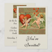 Valentijn Cupids Love Antiek Vintage Kaart (Voorkant / Achterkant)