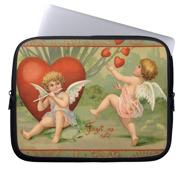 Valentijn Cupids Love Antiek Vintage Laptop Sleeve (Voorkant)