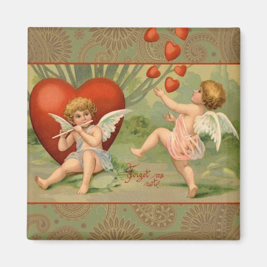 Valentijn Cupids Love Antiek Vintage Magneet (Voorkant)