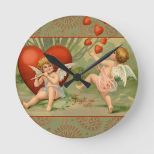 Valentijn Cupids Love Antiek Vintage Ronde Klok