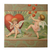 Valentijn Cupids Love Antiek Vintage Tegeltje (Voorkant)
