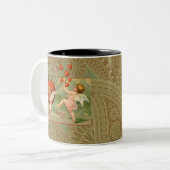 Valentijn Cupids Love Antiek Vintage Tweekleurige Koffiemok (Voorkant links)