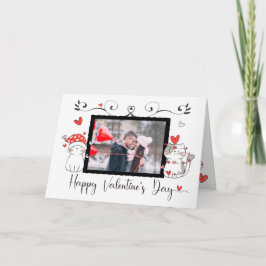 Valentijn Cute Cat Hearts Custom Photo Kaart