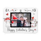 Valentijn Cute Cat Hearts Custom Photo Magneet (Horizontaal)