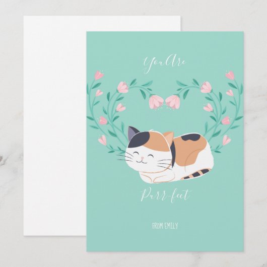 Valentijn Cute Cat Kaart klaslokaal (Voorkant / Achterkant)