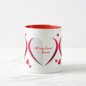 Valentijn Cute Paper Hearts Personalized Mug Mok (Midden)