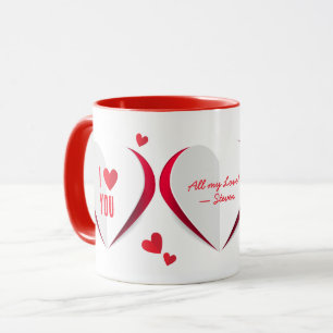 Valentijn Cute Paper Hearts Personalized Mug Mok