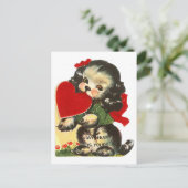 Valentijn  Cute Puppy and Heart Feestdagenkaart (Staand voorkant)