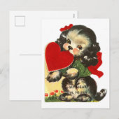 Valentijn  Cute Puppy and Heart Feestdagenkaart (Voorkant / Achterkant)