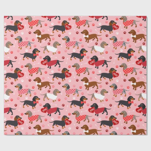 Valentijn Dachshund Cadeaupapier (Vlak)