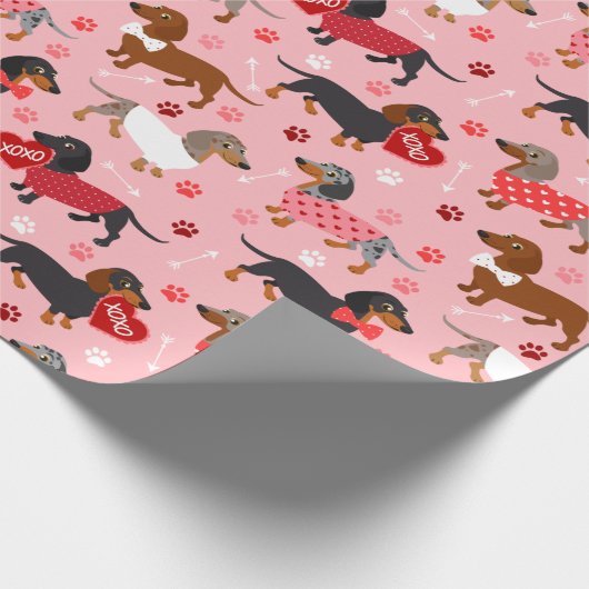 Valentijn Dachshund Cadeaupapier (Hoek)