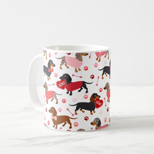 Valentijn Dachshund Coffee Mok (Voorkant links)