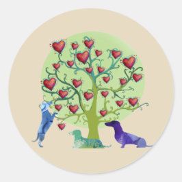 Valentijn Dachshund Hearts Garden Classic Sticker