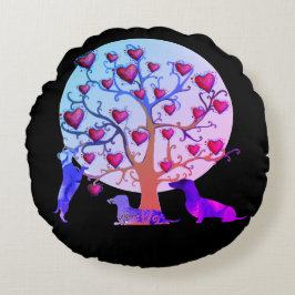 Valentijn Dachshund Hearts Round-werpen kussen