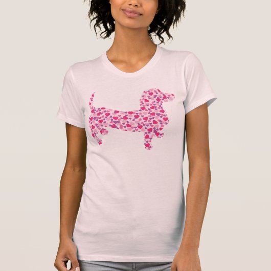 Valentijn Dachshund Hearts T-shirt (Voorkant)