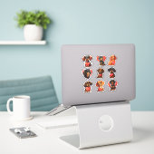 Valentijn Dachshund hondenset van 9 stickers (Laptop op bureau)
