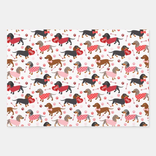 Valentijn Dachshund Inpakpapier Vel (Voorkant)