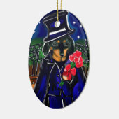 VALENTIJN DACHSHUND KERAMISCH ORNAMENT (Links)