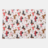 Valentijn Dachshund Kitchen Towel Theedoek (Horizontaal)