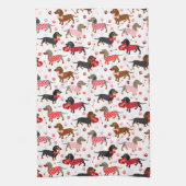 Valentijn Dachshund Kitchen Towel Theedoek (Verticaal)