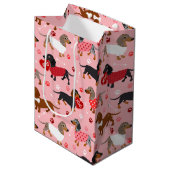 Valentijn Dachshund Medium Gift Bag Medium Cadeauzakje (Voorkant Gekanteld)