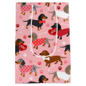 Valentijn Dachshund Medium Gift Bag Medium Cadeauzakje (Achterkant)
