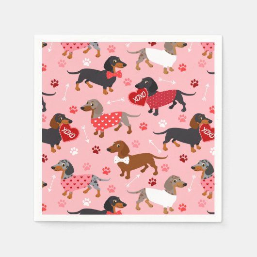 Valentijn Dachshund Napkins Servet (Voorkant)