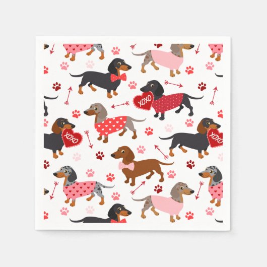 Valentijn Dachshund Napkins Servet (Voorkant)
