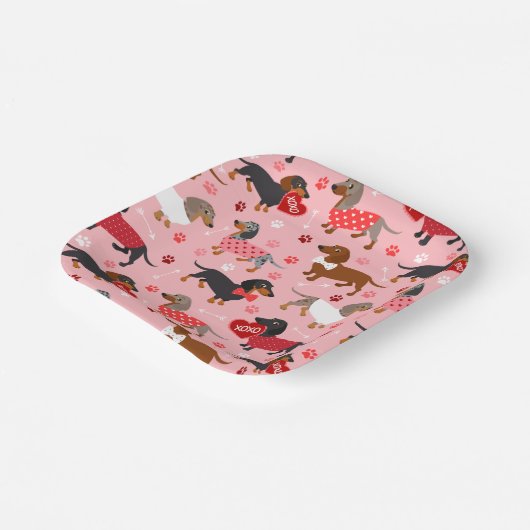 Valentijn Dachshund Papieren Borden Papieren Bordje (Gebogen)