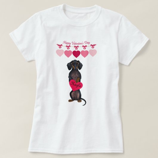 Valentijn Dachshund-Shirt Gepersonaliseerd twee sl T-shirt (Design voorkant)