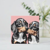 Valentijn Dachshund Sweethearts Liefde Feestdagenkaart (Staand voorkant)