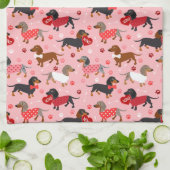 Valentijn Dachshund Theedoek (Gevouwen)