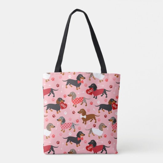 Valentijn Dachshund Tote Bag (Achterkant)