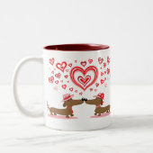 Valentijn Dachshunds Tweekleurige Koffiemok (Links)