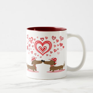 Valentijn Dachshunds Tweekleurige Koffiemok