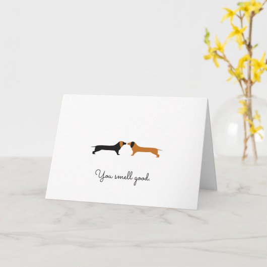Valentijn Dachsund Card Kaart (Gele Bloem)