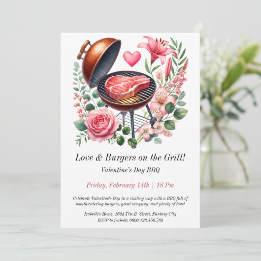 Valentijn Dag BBQ Uitnodiging (Staand voorkant)