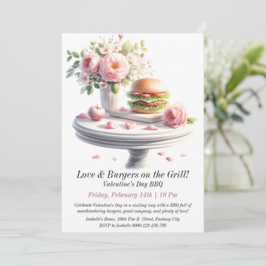 Valentijn Dag BBQ Uitnodiging (Staand voorkant)