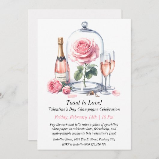  Valentijn Dag Champagne Kaart (Voorkant / Achterkant)