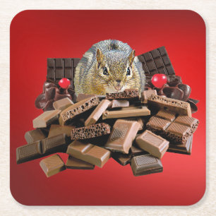 Valentijn-dag-chocolade-chipmunk Kartonnen Onderzetters