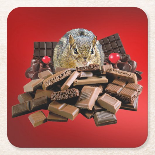 Valentijn-dag-chocolade-chipmunk Kartonnen Onderzetters (Voorkant)