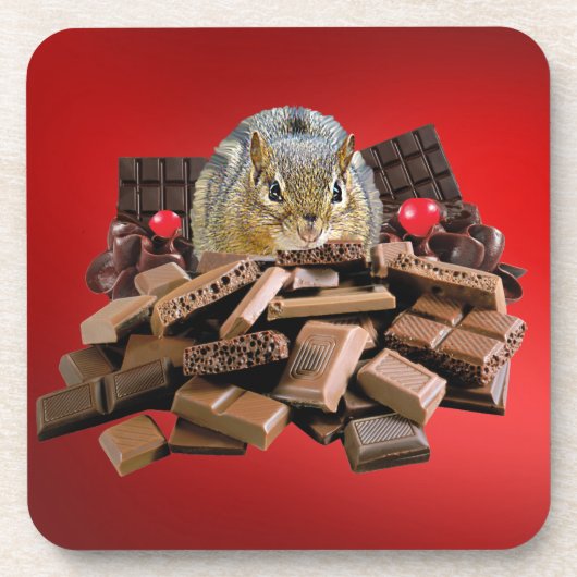 Valentijn-dag-chocolade-chipmunk Onderzetter (Voorkant)