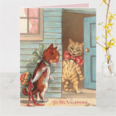 VALENTIJN DAG KAT LOUIS WAIN GROTE KAART (Gele Bloem)