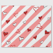 Valentijn dag liefde hart en roze lijn cadeaupapier (Vlak)