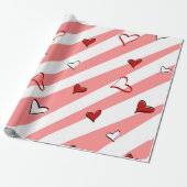 Valentijn dag liefde hart en roze lijn cadeaupapier (Uitgerold)