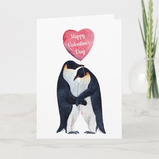 Valentijn-dag-paar keizer Penguin Feestdagen Kaart (Voorkant)