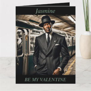 VALENTIJN DAG Retro jaren 50 man bewerkbare vouwka Kaart
