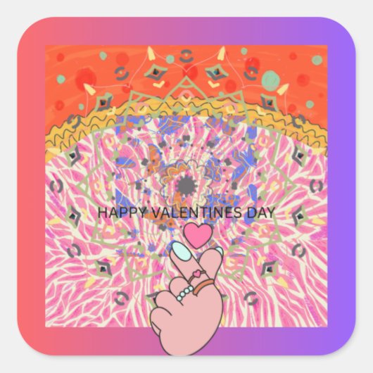 VALENTIJN DAG VIERKANTE STICKER (Voorkant)