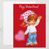  Valentijn-dagmeisje met hart Feestdagenkaart (Voorkant / Achterkant)